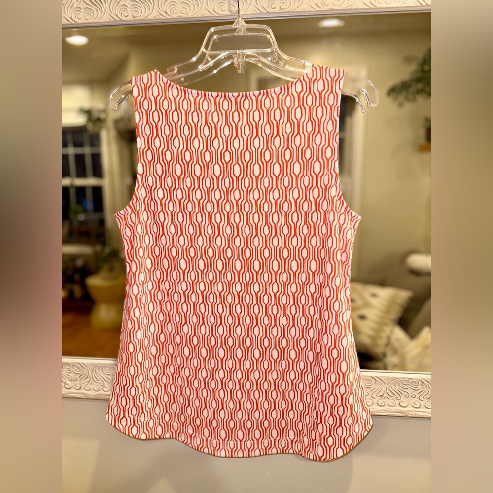 Ann Taylor Orange & White Design Sleeveless Top - Medium - Picture 4 of 8